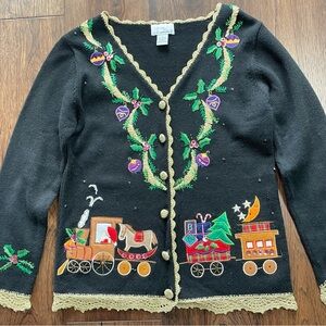 Vintage C.B. Collections Christmas Holiday Cardigan Sweater Small